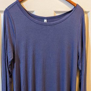 NWT HiMONE Long Sleeve Casual Loose T-Shirt Swing Dress Soft Navy Knit L.